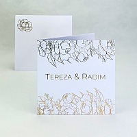 Svatební oznámení se zlatou ražbou květů