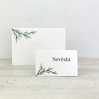Svatební jmenovka se snítkou rozmarýnu