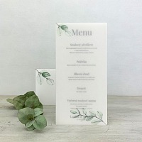 Svatební menu s větvičkou blahovičníku