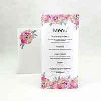 Svatební menu s květy pivoněk