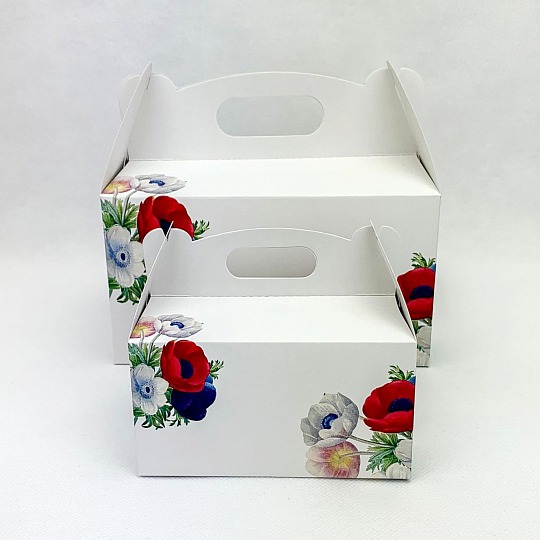 Svatební krabička malá s barevnými květy sasanek