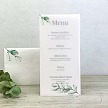 Svatební menu s pauzovacím papírem, s větvičkou blahovičníku