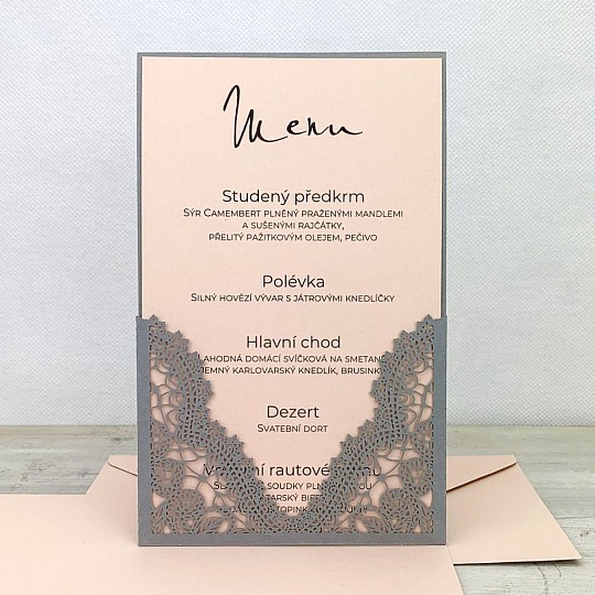 Svatební menu s krajkou