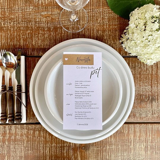 Svatební menu se jmenovkou - M2187