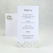 Svatební menu se zlatou ražbou květů