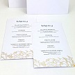 Svatební menu se zlatou ražbou květů
