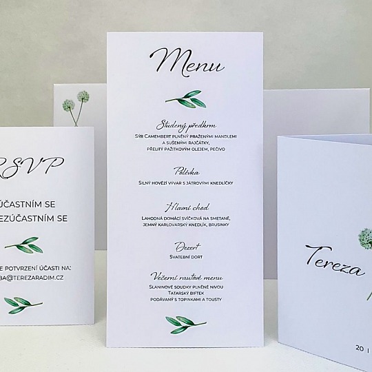 Svatební menu s lístky