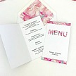 Svatební menu s akvarelovou kresbou květin