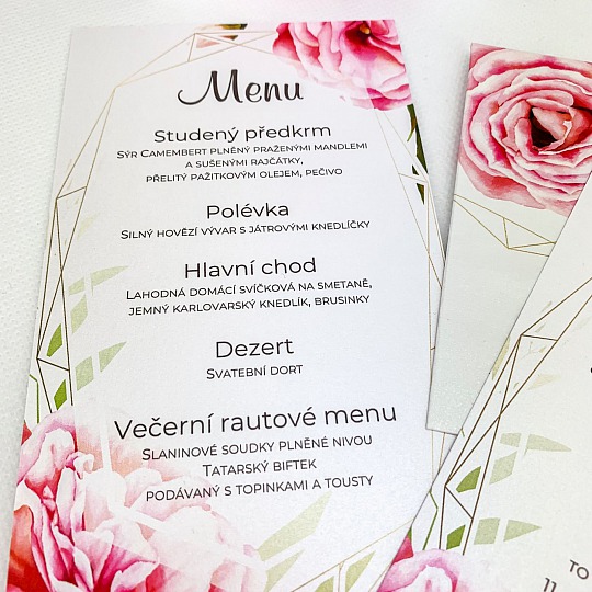 Svatební menu s růží