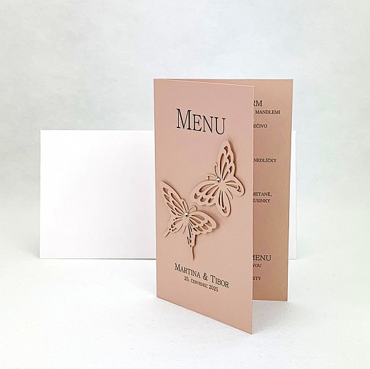 Svatební menu s motýlky