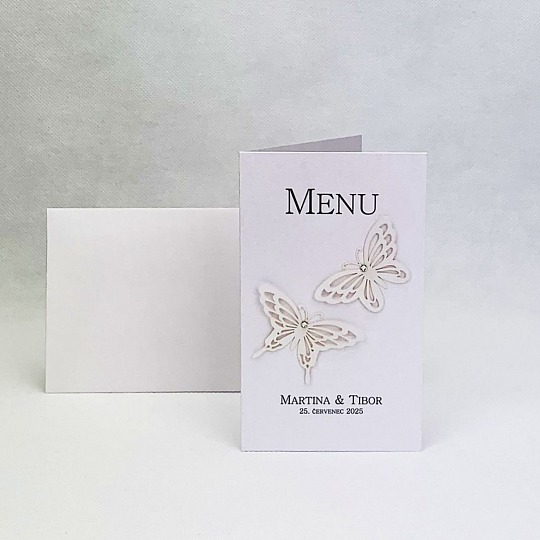 Svatební menu s motýlky