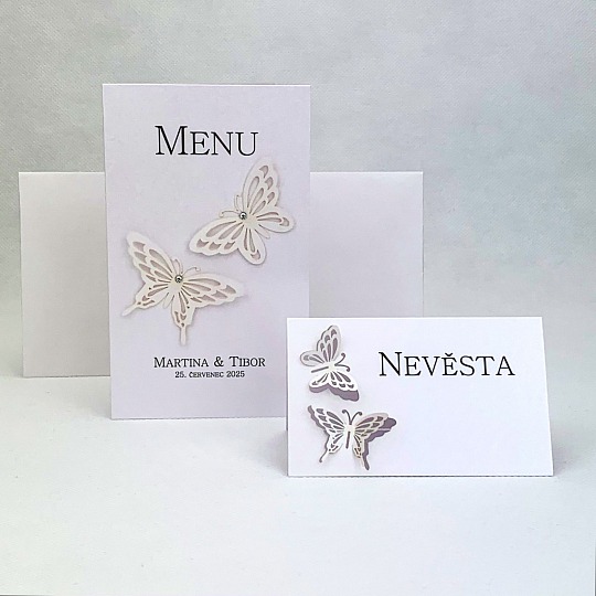 Svatební menu s motýlky
