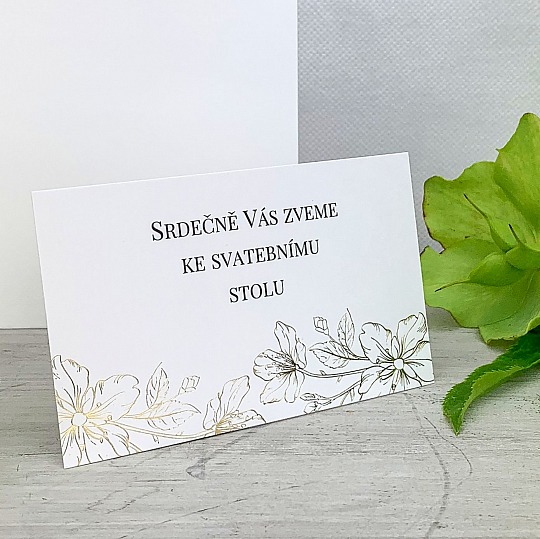 Svatební pozvánka se zlatými květy