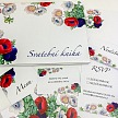 Svatební kartička s barevnými květy sasanek